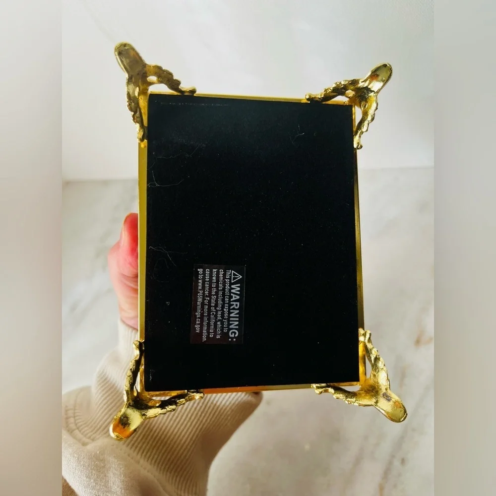 Elegant Gold and Glass Jewelry Box antique style. New